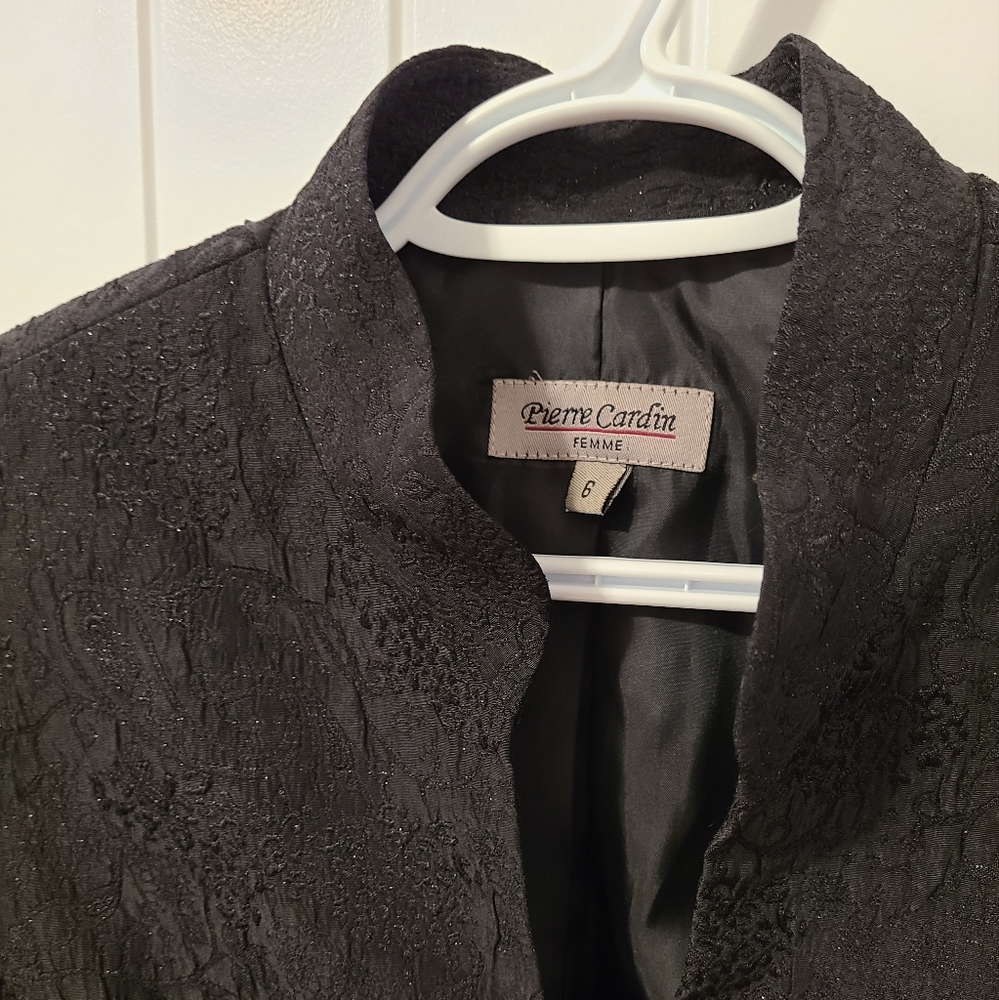 🌟Pierre Cardin Vintage Black Textured Shimmer Blazer Size 6 - Picture 2 of 9